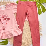  Inverno 2025 - Conj. Blusa Balões de Corações e Legging - Rose