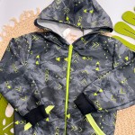 Inverno 2025 -  Conj. Jaqueta em Desenhos Neon e Calça em Moletom - Preto e Verde