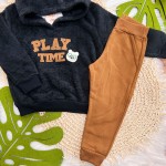 Inverno 2025 - Conjunto Play time casaco pelinho- Preto