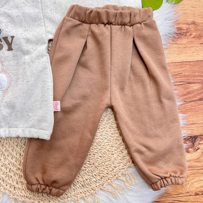  Inverno 2025 - Conj. Casaco Flor Daisy e Calça em Moletom - Cappuccino