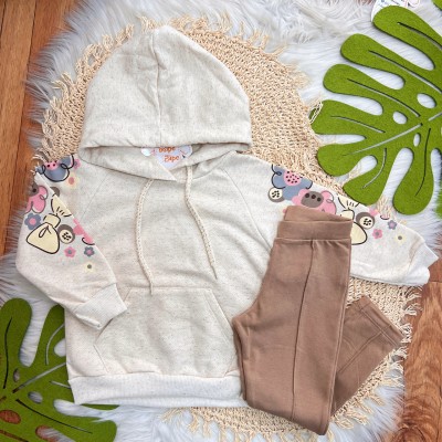  Inverno 2025 - Conj. Blusão em Linho com Flores e Legging - Areia