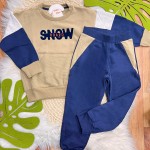  Inverno 2025 - Conjunto moletom Snowboard- Bege
