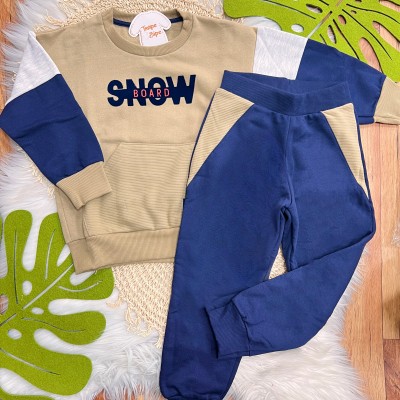  Inverno 2025 - Conjunto moletom Snowboard- Bege