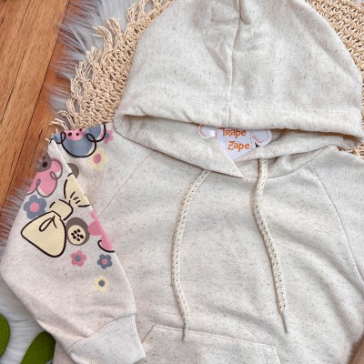  Inverno 2025 - Conj. Blusão em Linho com Flores e Legging - Areia