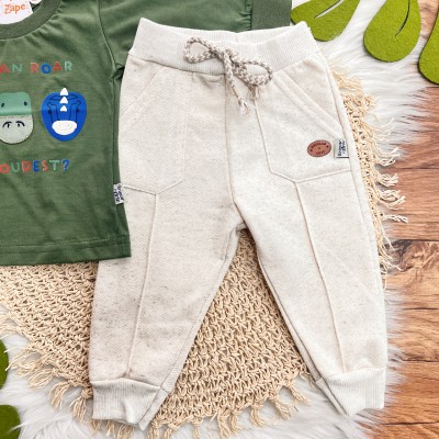  Inverno 2025 - Conj. Blusa Who Can Roar e Calça em Linho - Verde e Areia