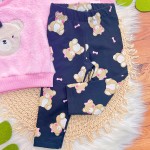  Inverno 2025 - Conj. Casaco em Plush Ursinha e Legging - Rosa e Preto