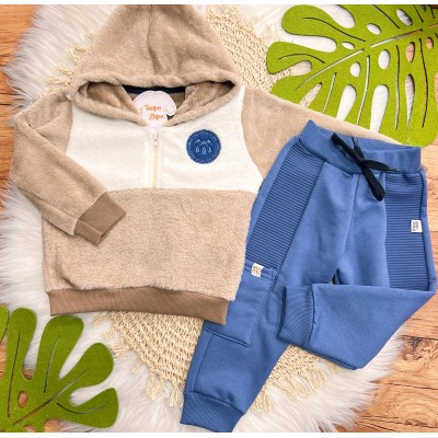 Inverno 2025 - Conj. Jaqueta em Pelinho The Adventure e Calça - Marrom e Azul Jeans