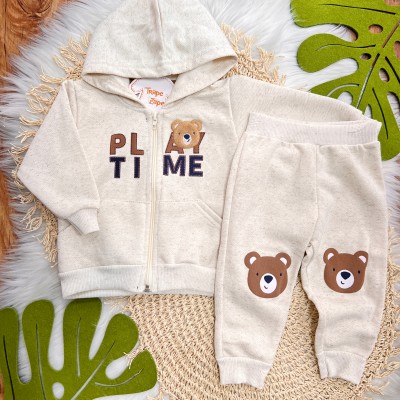  Inverno 2025 - Conjunto moletom linho Play Time joelho ursinho