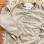  Inverno 2025 - Conjunto Casaco e Calça Moletom Perolas e Babadinhos - Bege
