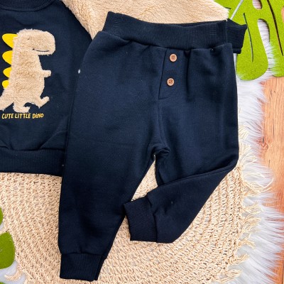  Inverno 2025 - Conjunto Dino com pelinhos- preto e bege