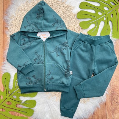  Inverno 2025 - Conj. Jaqueta e Calça em Moletom Dinos-Rex - Verde