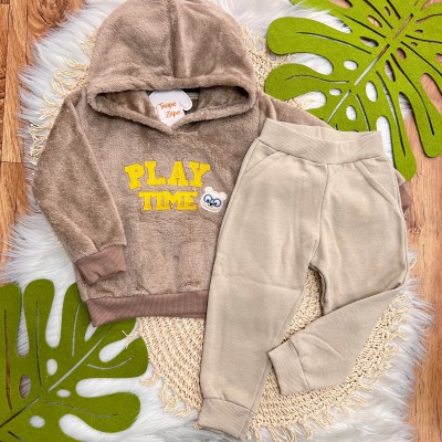  Inverno 2025 - Conjunto Play time casaco pelinho- Bege