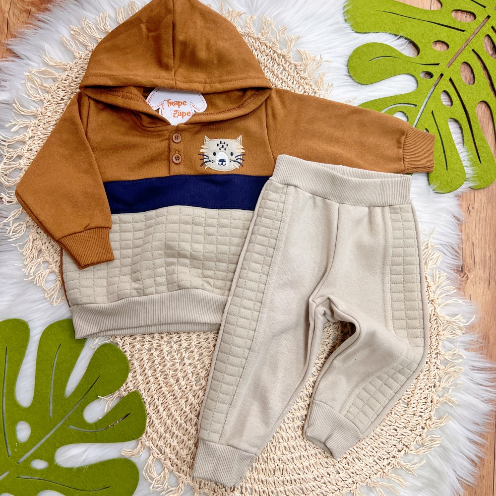  Inverno 2025 - Conjunto 3 cores tigrinho- Marinho, bege e caramelo