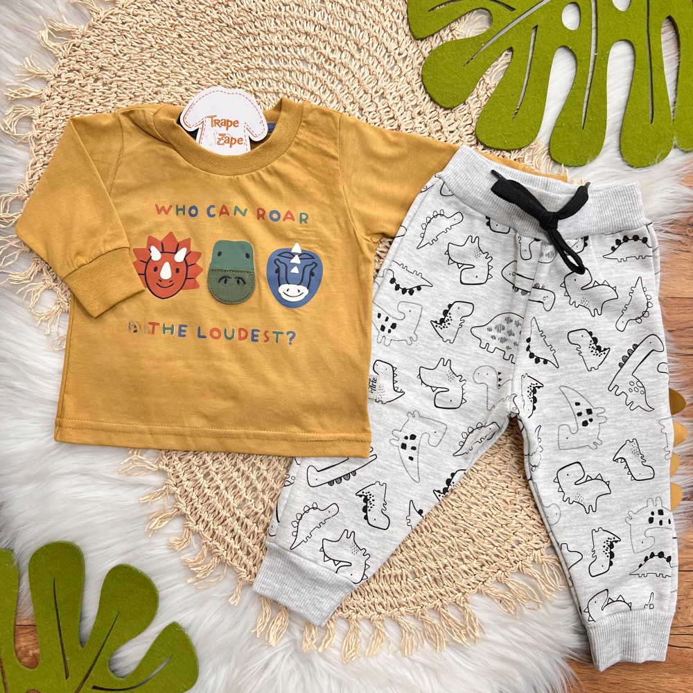  Inverno 2025 - Conj. Blusa Manga Longa Who Can Roar e Calça - Caramelo