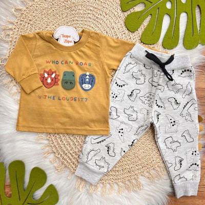  Inverno 2025 - Conj. Blusa Manga Longa Who Can Roar e Calça - Caramelo