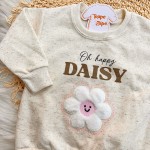  Inverno 2025 - Conj. Casaco Flor Daisy e Calça em Moletom - Cappuccino