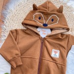  Inverno 2025 - Conj. Jaqueta Capuz Raposa e Calça em Moletom - Caramelo