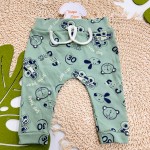 Conj. Body Manga Longa, Babador Bandana e Calça Cool Car - Verde e Off White