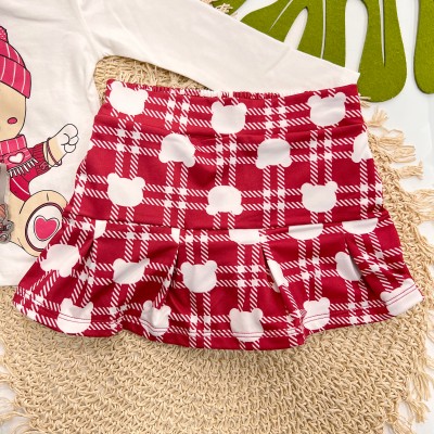 Inverno 2025 - Conj. Blusa Ursa e Short Saia - Vermelho