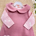 Inverno 2025 - Conj. Body Florzinhas e Salopete em Fleece - Rose e Rosa