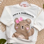 Inverno 2025 - Conj. Casaco "Fofa e Fashionista" e Legging - Off White e Areia