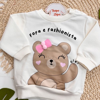 Inverno 2025 - Conj. Casaco "Fofa e Fashionista" e Legging - Off White e Areia