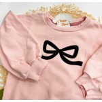 Inverno 2025 - Conj. Casaco Manga Princesa Laço e Legging Cachorrinhos - Rose e Preto