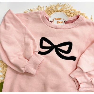 Inverno 2025 - Conj. Casaco Manga Princesa Laço e Legging Cachorrinhos - Rose e Preto