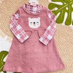 Inverno 2025 - Conj. Blusa Gola Alta e Salopete Boucle Ursinha - Rose