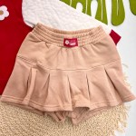 Inverno 2025 - Conj. Jaqueta Bomber "Smile Today" e Short Saia em Moletom - Vermelho e Areia