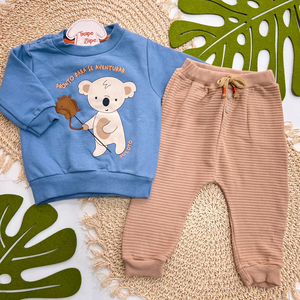 Inverno 2025 - Conj. Casaco Coala com Pocotó e Calça - Azul Jeans