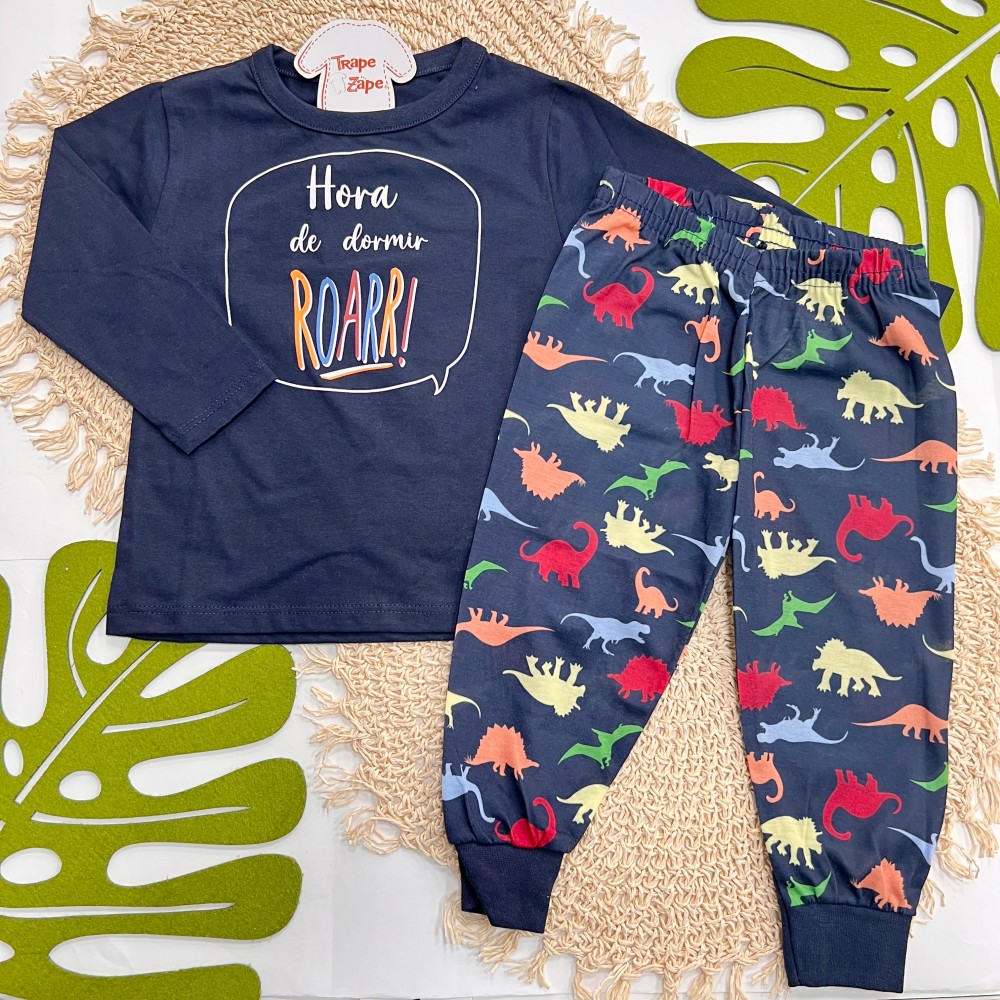 Inverno 2025 - Pijama "Hora de Dormir, Roarr!" - Preto