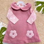 Inverno 2025 - Conj. Body Florzinhas e Salopete em Fleece - Rose e Rosa