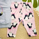 Inverno 2025 - Conj. Casaco Pinguim de Lacinho "1,2,3 e Jááá" e Legging - Mescla e Rosa