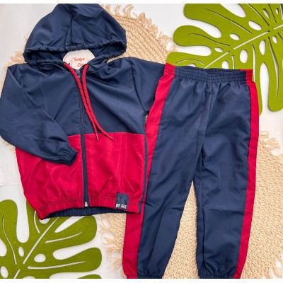 Inverno 2025 - Conjunto Corta Vento - Jaqueta e Calça - Vermelho e Marinho