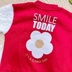 Inverno 2025 - Conj. Jaqueta Bomber "Smile Today" e Short Saia em Moletom - Vermelho e Areia