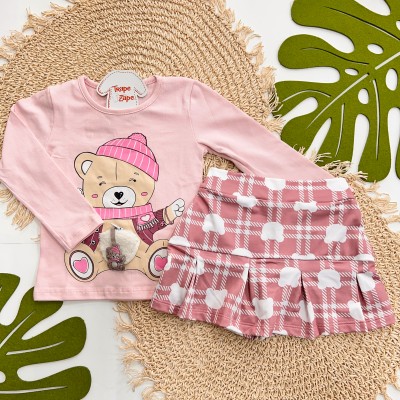 Inverno 2025 - Conj. Blusa Ursa e Short Saia - Rose