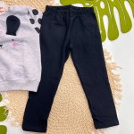 Inverno 2025 - Conj. Casaco Coelha e Calça Legging - Mescla e Preto