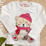 Inverno 2025 - Conj. Blusa Ursa e Short Saia - Vermelho