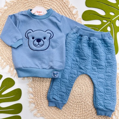  Inverno 2025 - Conj. Casaco Urso e Calça Ursinhos - Azul Jeans
