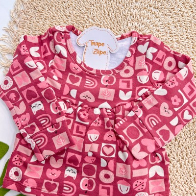 Inverno 2025 - Conj. Batinha Manga Longa Gatinhas e Legging - Bordô