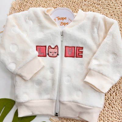 Inverno 2025 - Conj. Jaqueta em Plush Love Gatinhas e Legging - Bordô e Off White