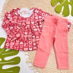 Inverno 2025 - Conj. Batinha Manga Longa Gatinhas e Legging - Bordô