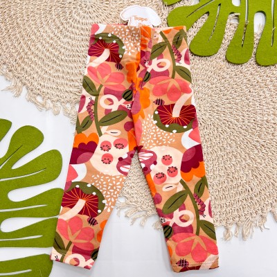  Inverno 2025 - Conj. Casaco Flor de Coração e Legging Joaninhas - Mostarda