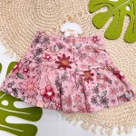 Inverno 2025 - Conj. Blusa Gola Alta e Short Saia com Flores - Rose