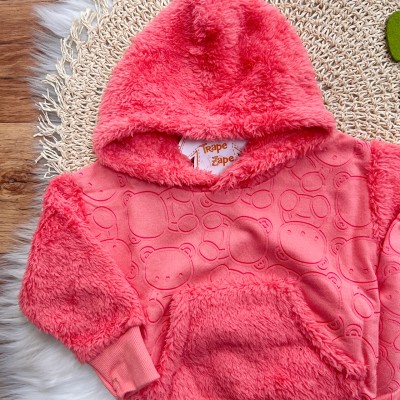  Inverno 2025 - Conj. Jaqueta com Pelinho e Calça em Moletom Ursinhos - Goiaba