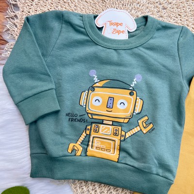  Inverno 2025 - Conj. Casaco Robozinho e Calça em Moletom - Verde