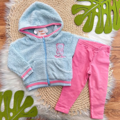  Inverno 2025 - Conj. Jaqueta com Pelinho Cool Bear e Legging - Azul 