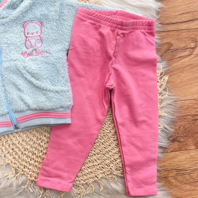  Inverno 2025 - Conj. Jaqueta com Pelinho Cool Bear e Legging - Azul 