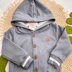 Inverno 2025 - Conj. Casaco com Capuz e Calça em Moletom - Cinza